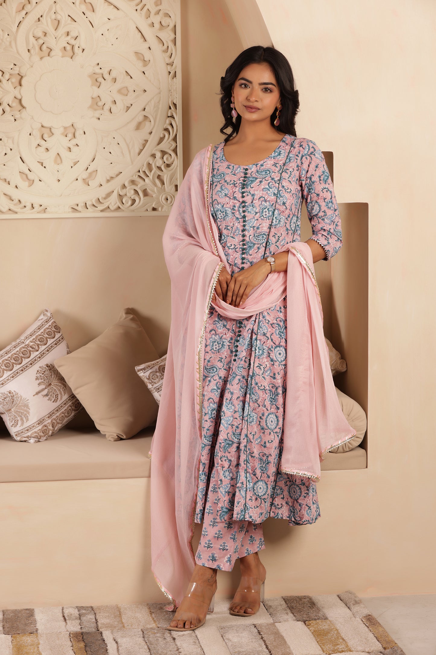 SANJH HANDBLOCK COTTON SUIT SET