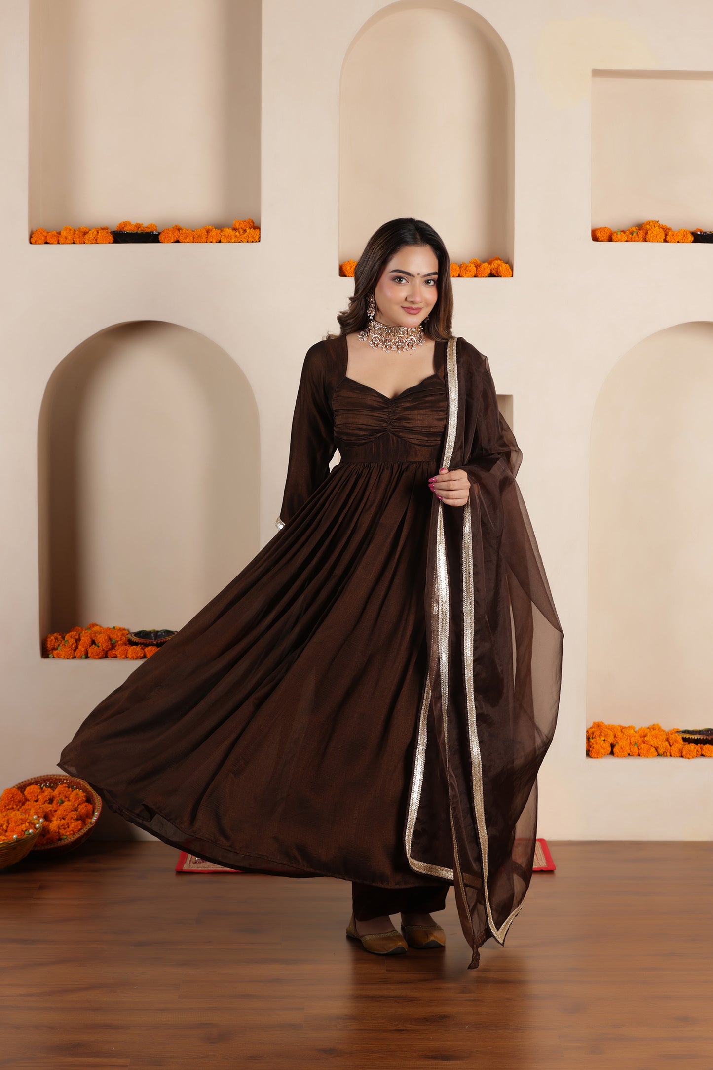 ROYAL SILK ANARKALI SUIT SET