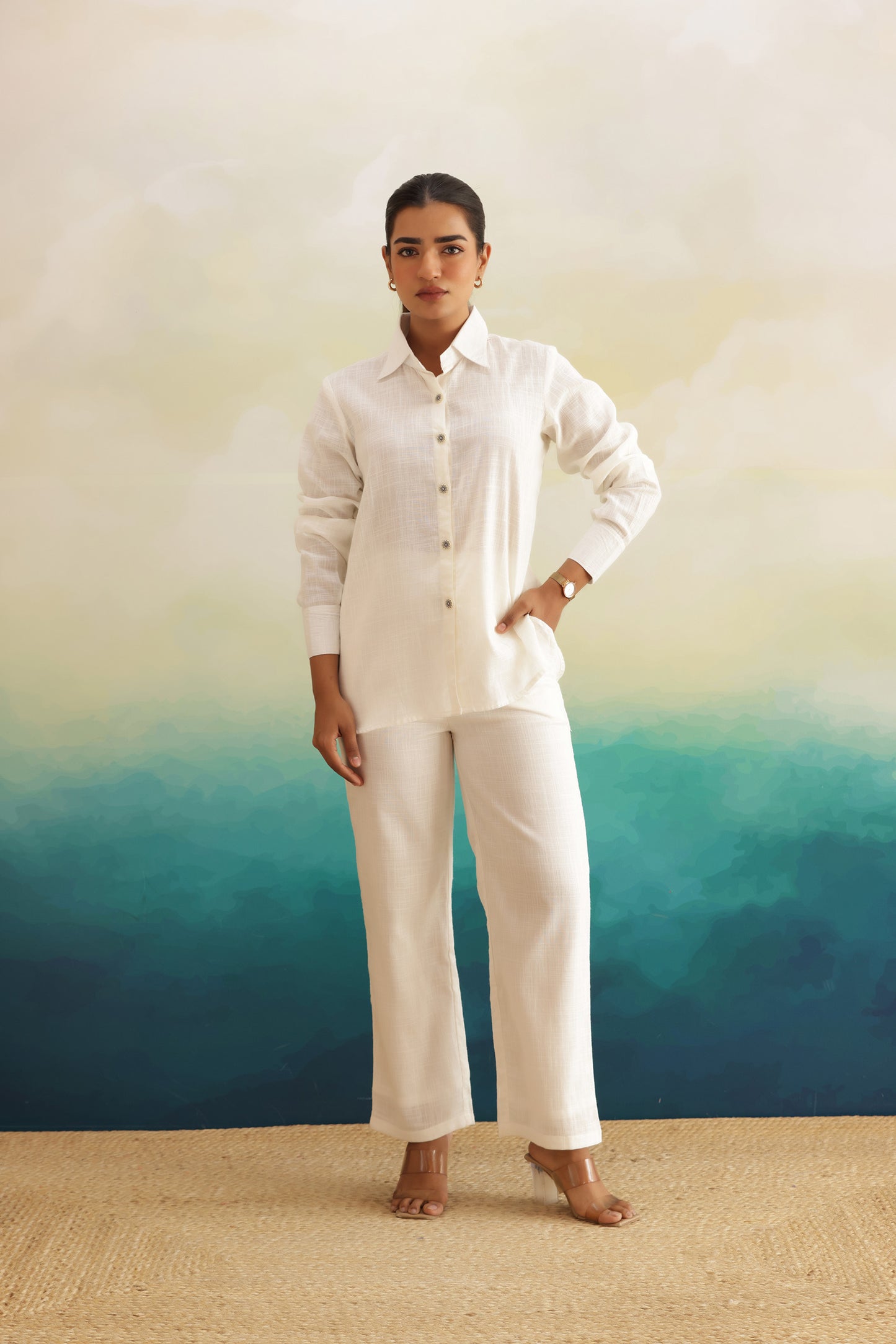 WHITE LINEN COORD SET