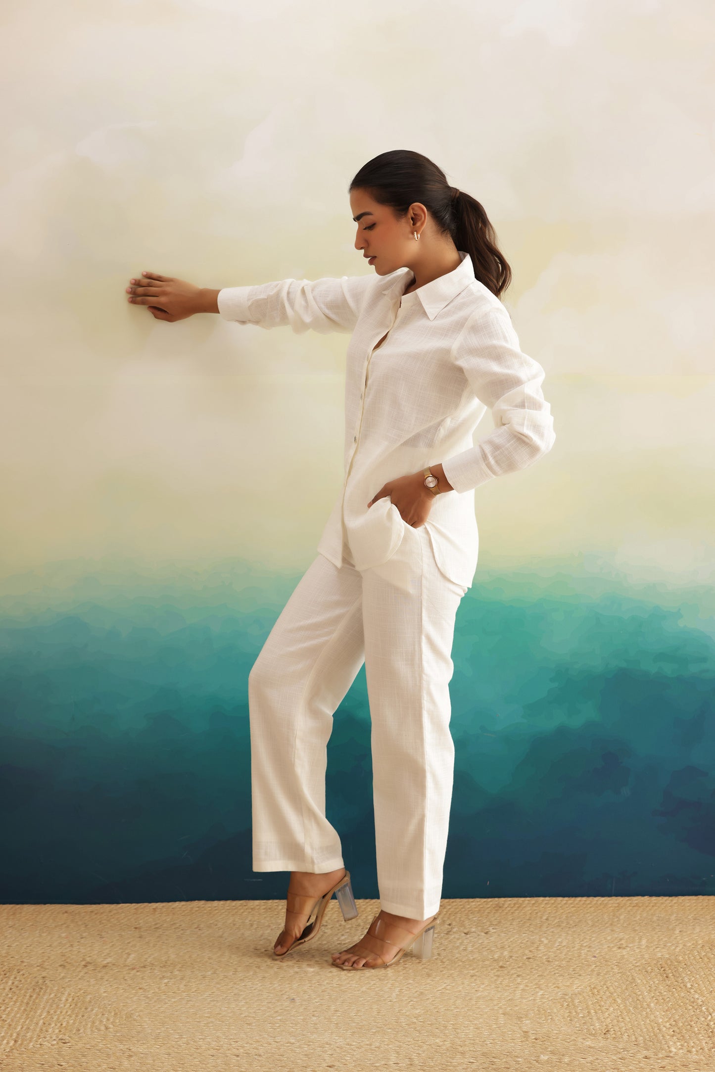 WHITE LINEN COORD SET