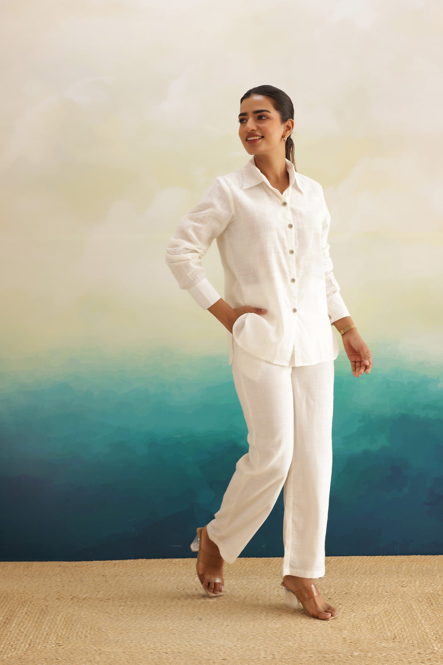 WHITE LINEN COORD SET