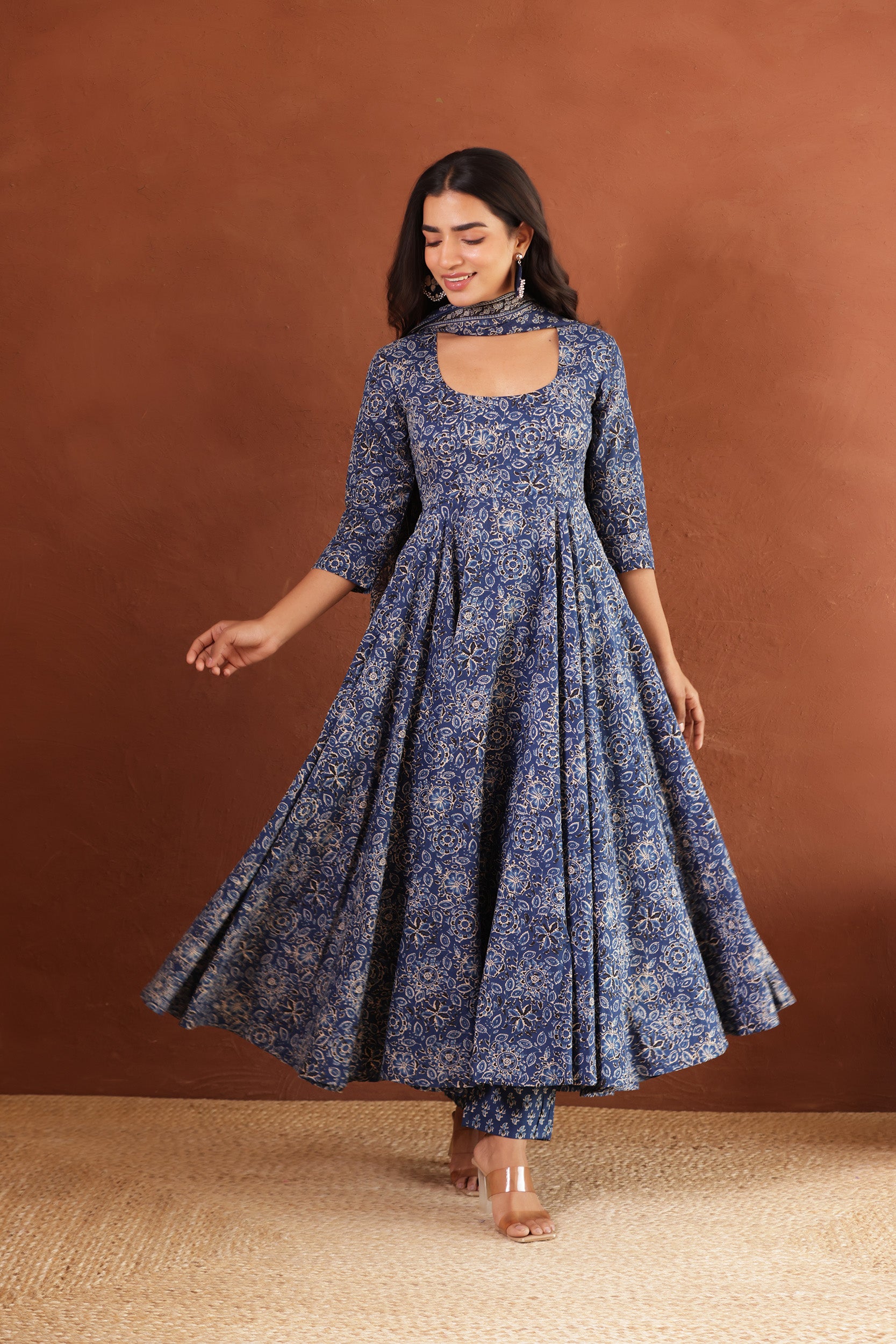 INDIGO COTTON ANARKALI SUIT SET Sajilo INDIGO COTTON ANARKALI SUIT SET Sajilo