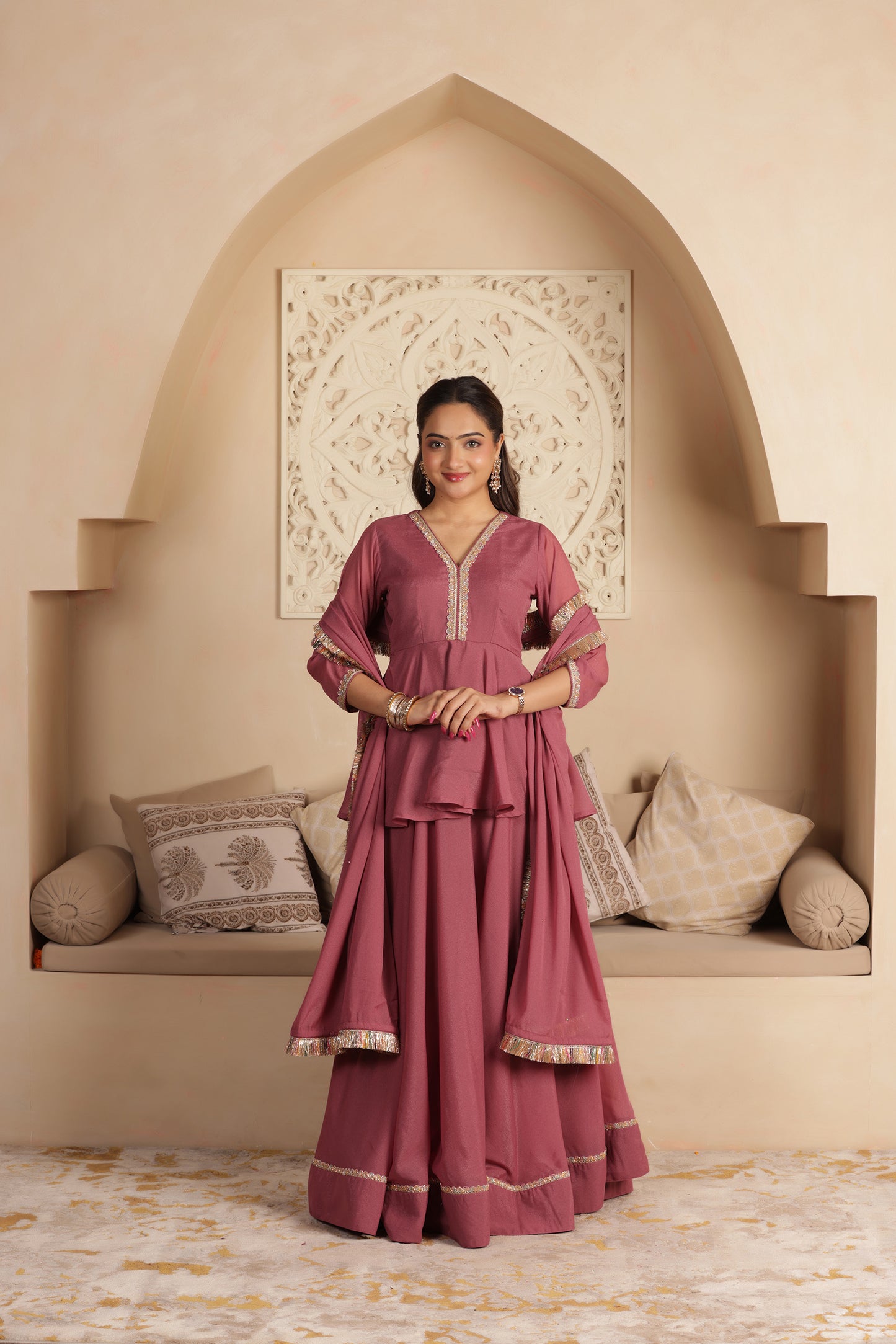 LEELA GEORGETTE KURTI LEHENGA SET