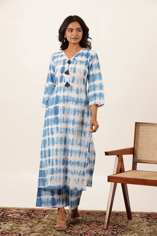 BLUE MOON SHIBORI KURTI PLAZZO SET