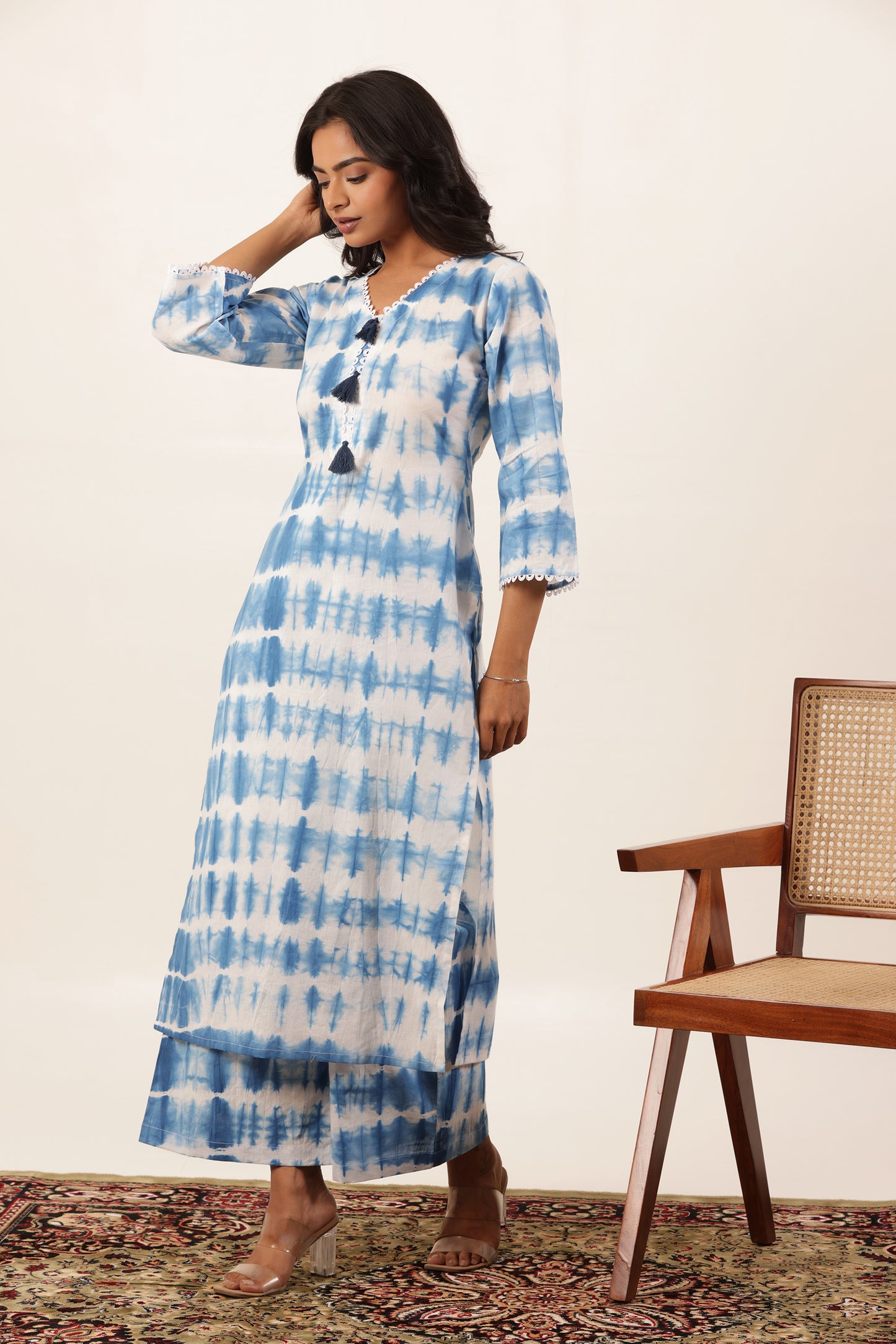 BLUE MOON SHIBORI KURTI PLAZZO SET