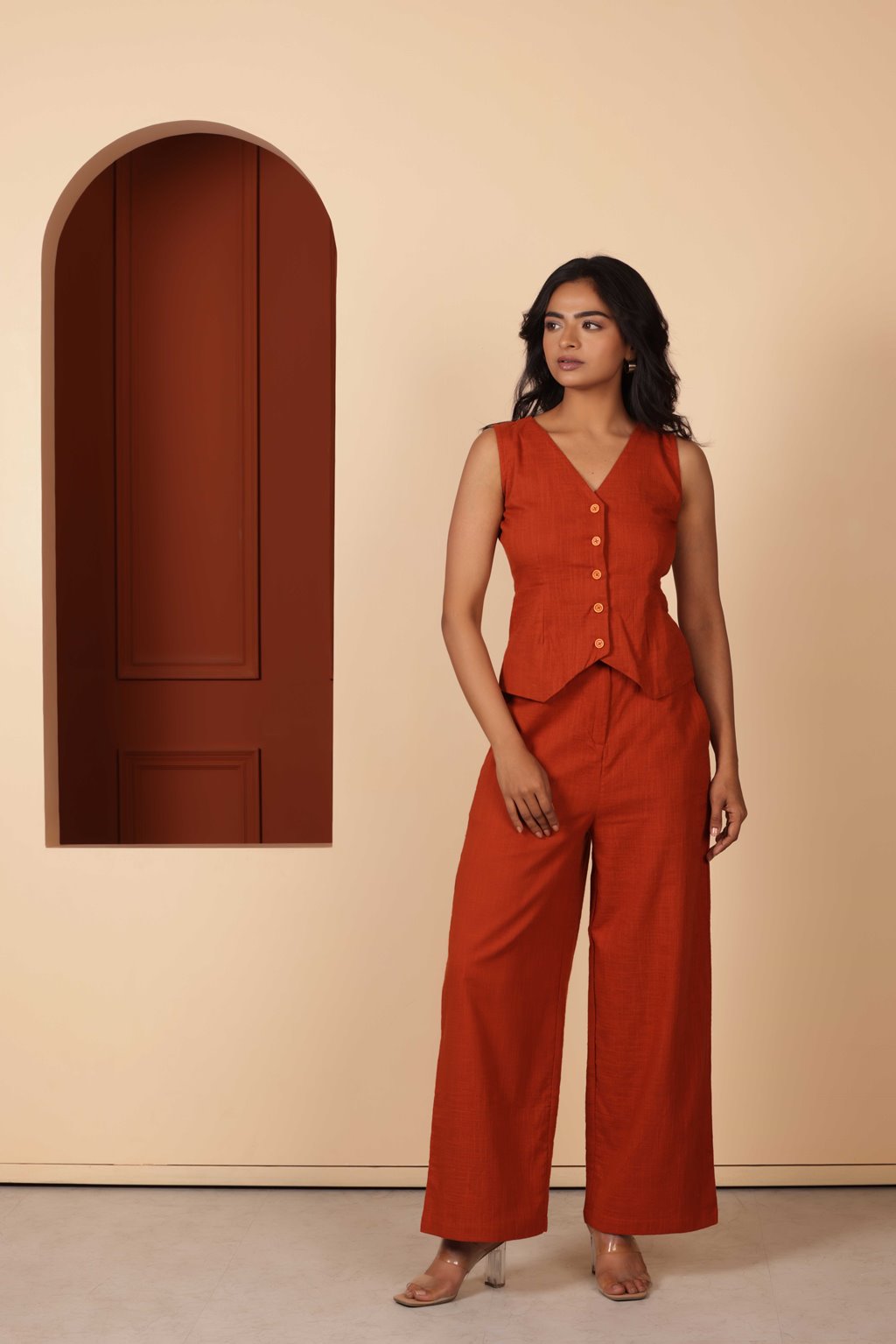 PUMPKIN LINEN COORD SET