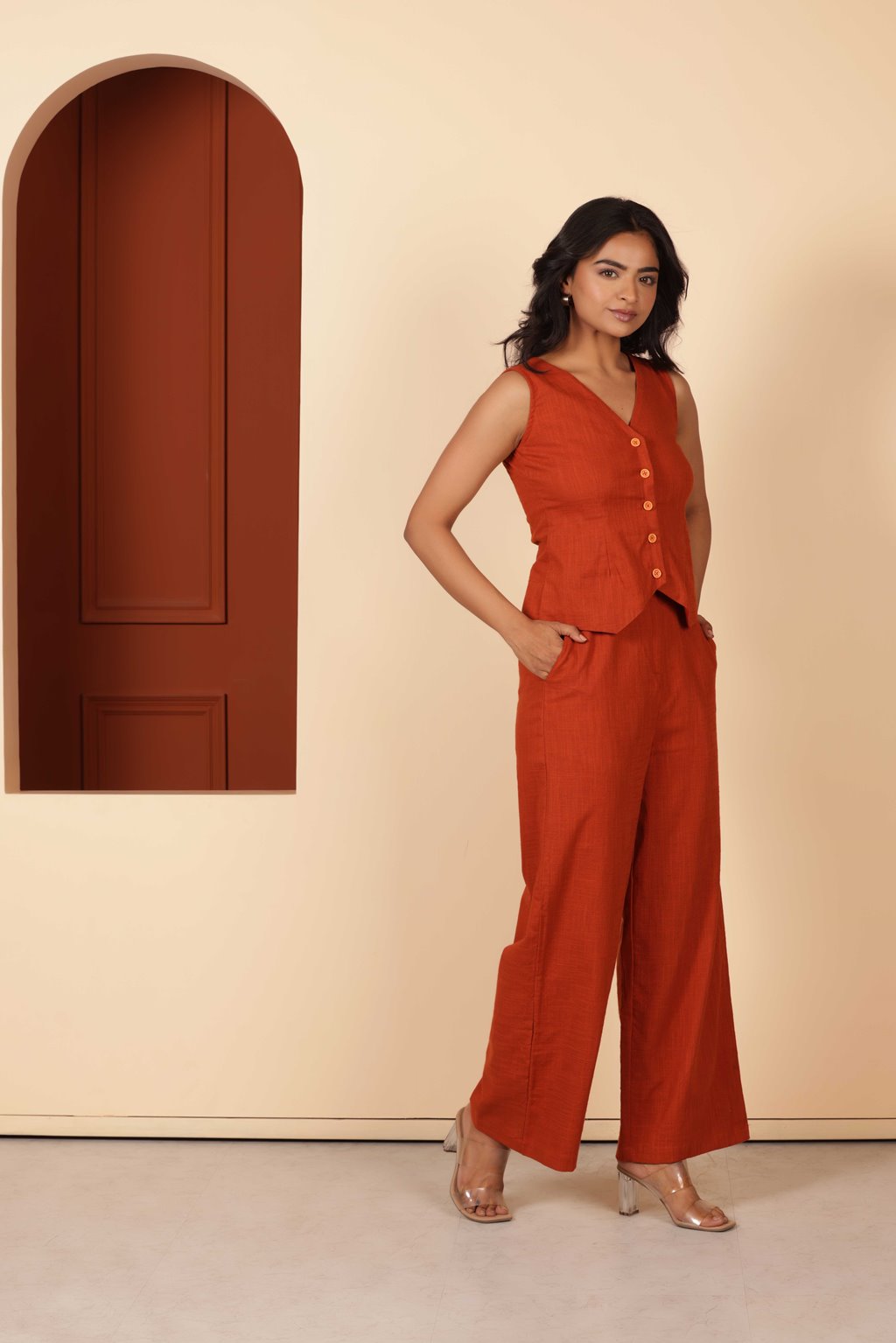 PUMPKIN LINEN COORD SET