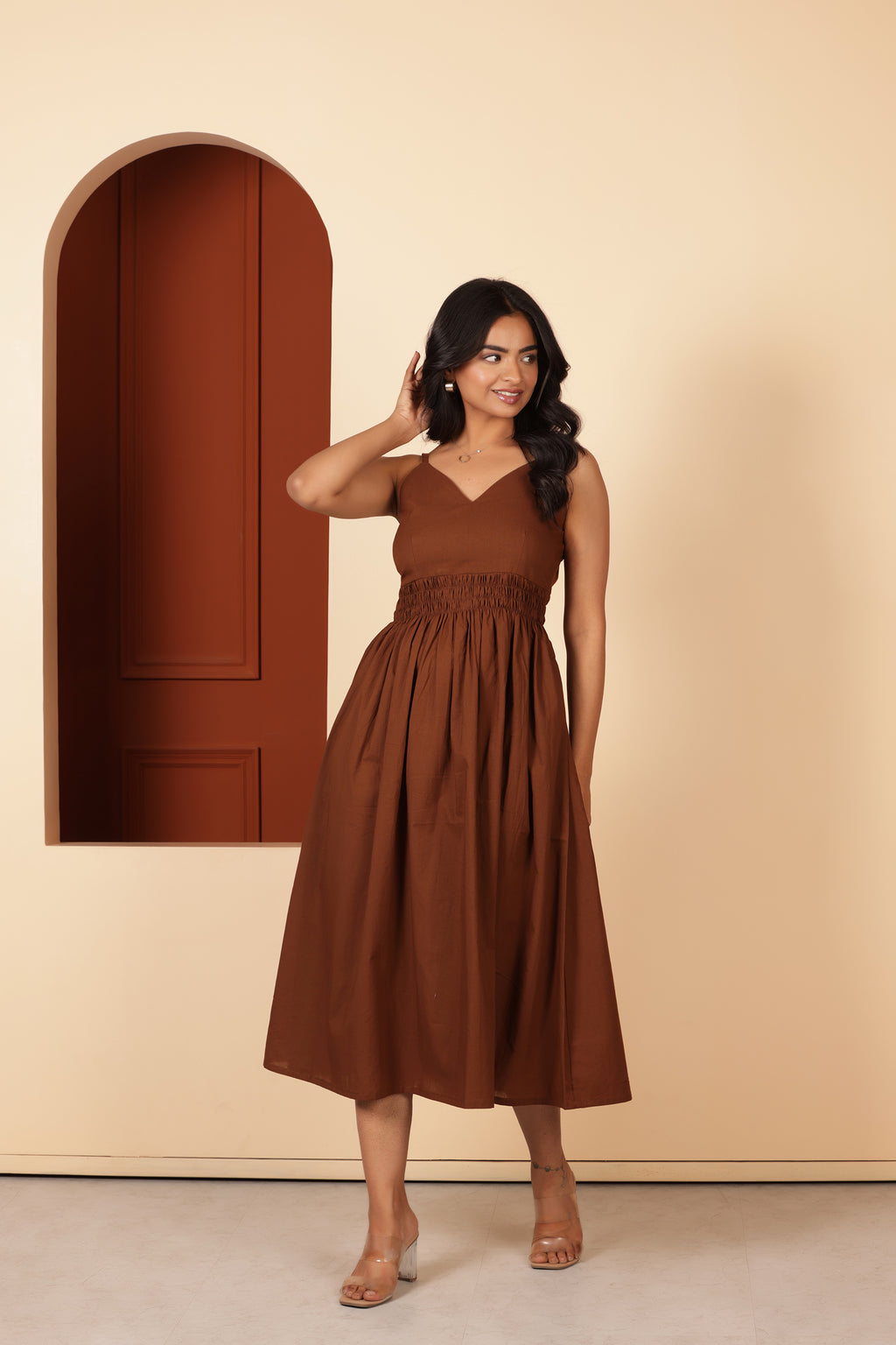 COCO BROWN COTTON DRESS