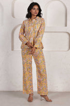 YELLOW MELLOW HANDBLOCK COTTON COORD SET