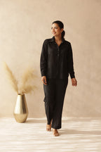 BOSSY BLACK LINEN COORD SET