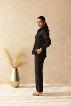 BOSSY BLACK LINEN COORD SET