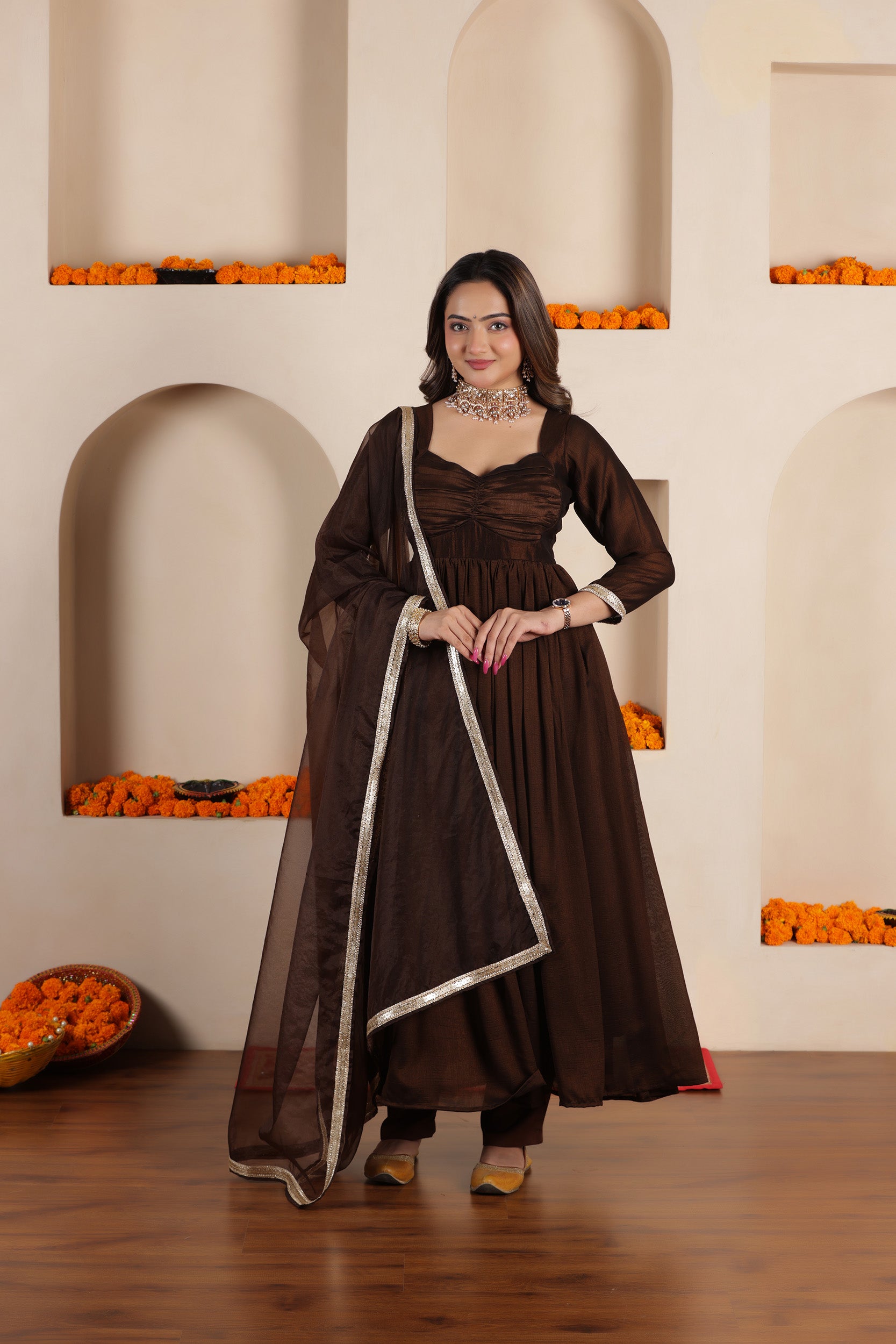 ROYAL SILK ANARKALI SUIT SET