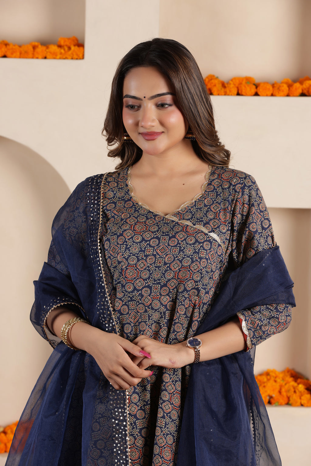 TARA PRINTED COTTON ANGRAKHA SUIT SET