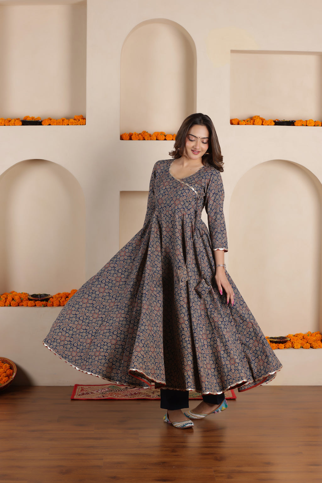 TARA PRINTED COTTON ANGRAKHA SUIT SET