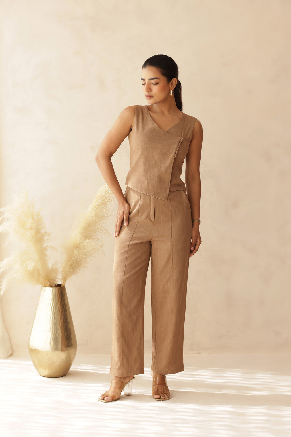 BEIGE LINEN COORD SET