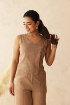BEIGE LINEN COORD SET