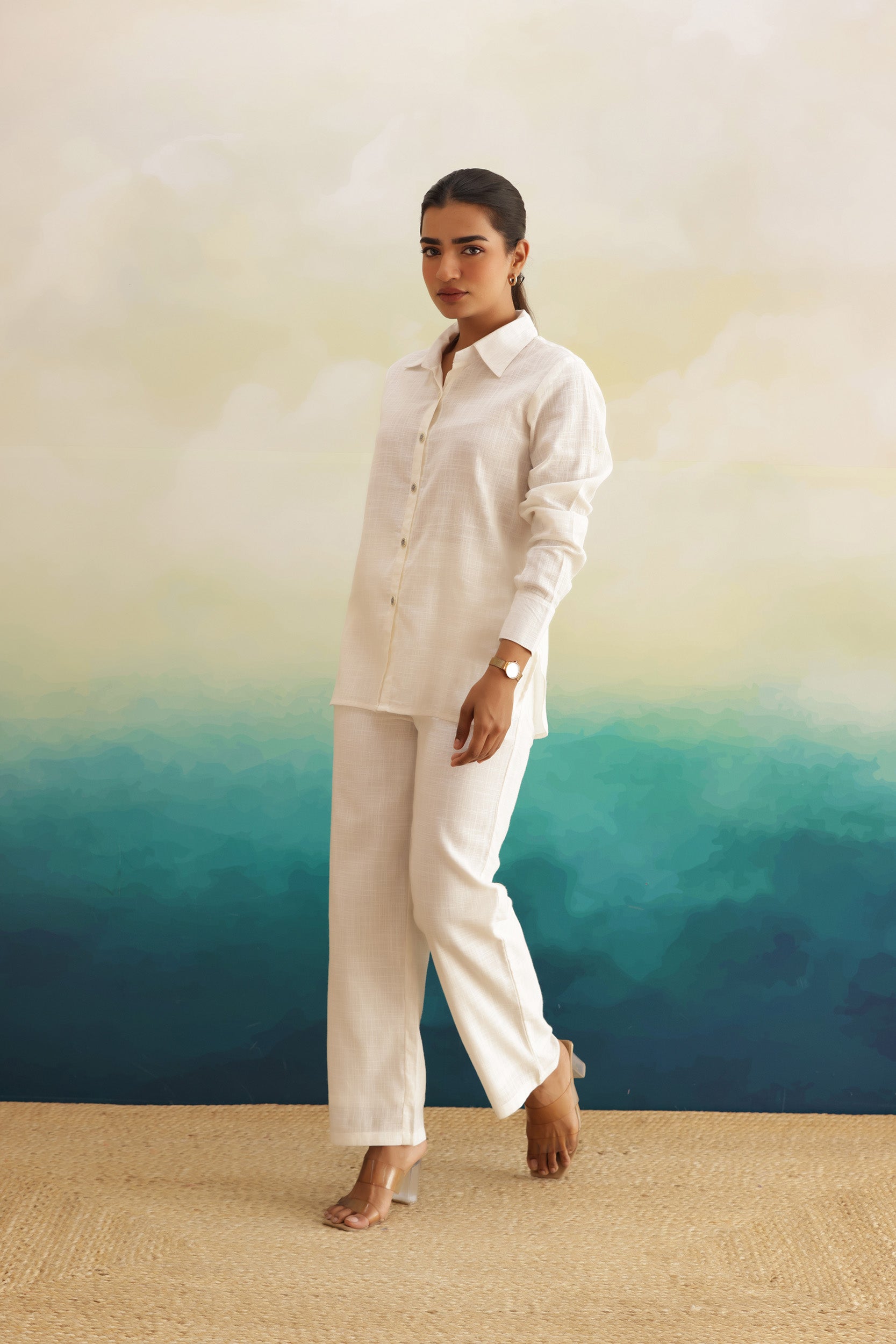 WHITE LINEN COORD SET