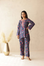 BLUE FLORAL COTTON COORD SET