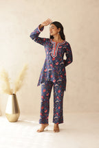 BLUE FLORAL COTTON COORD SET