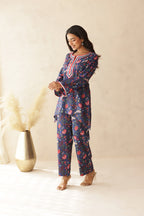 BLUE FLORAL COTTON COORD SET