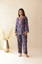 BLUE FLORAL COTTON COORD SET