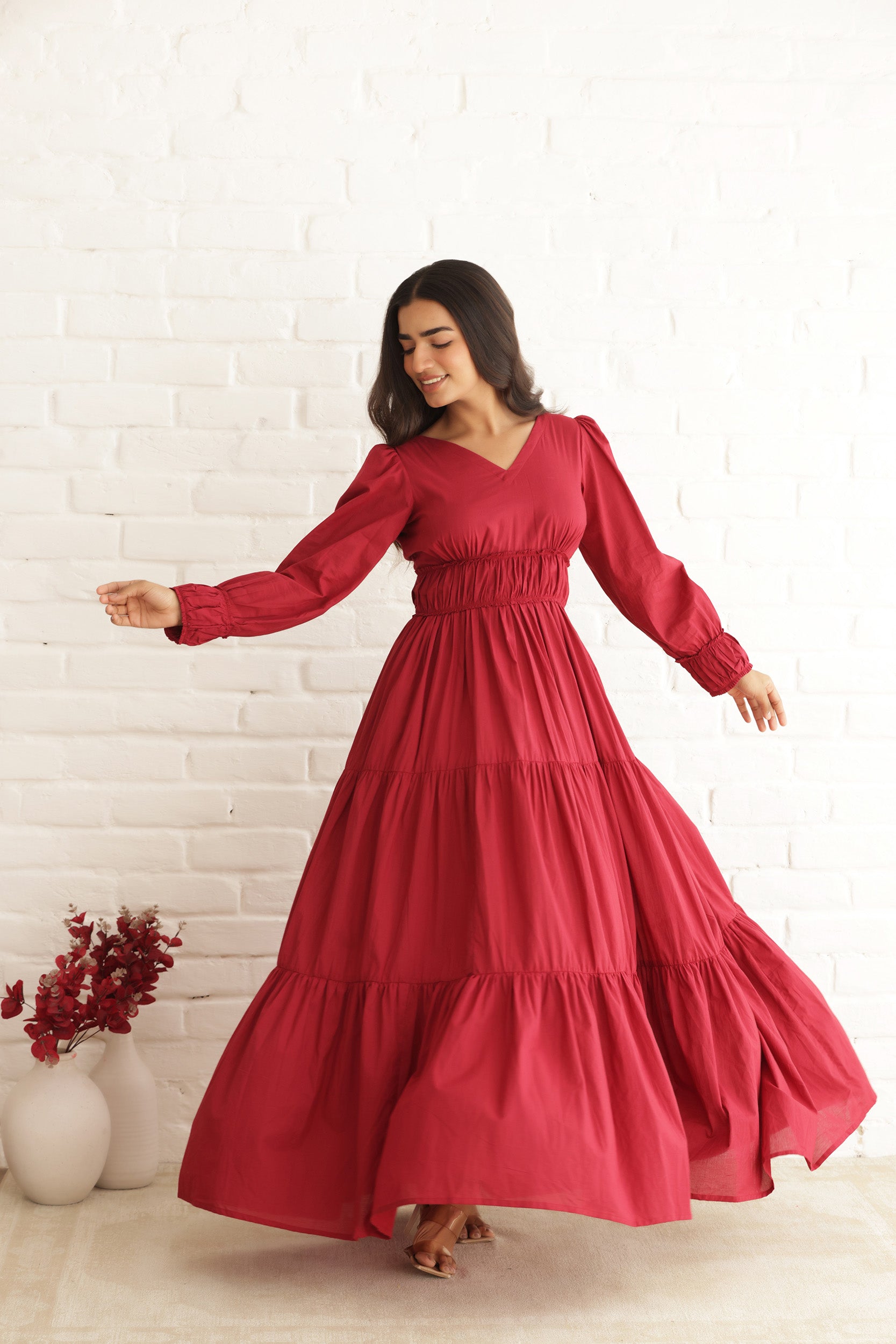 VALENTINE COTTON TIERED DRESS