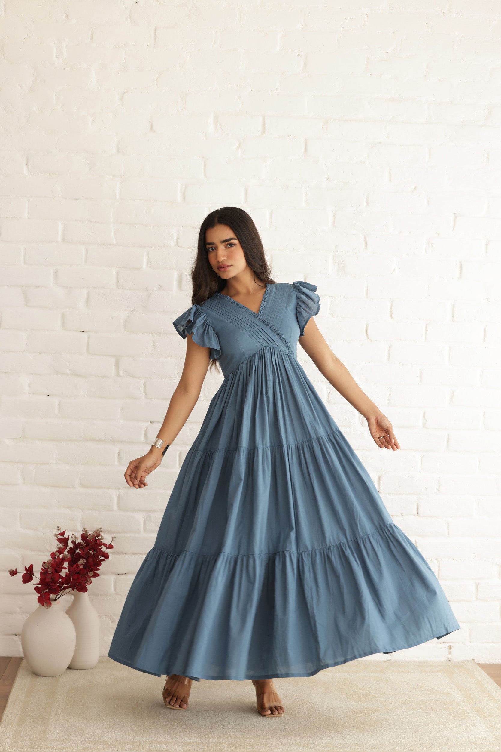 SEABEACH COTTON TIERED DRESS