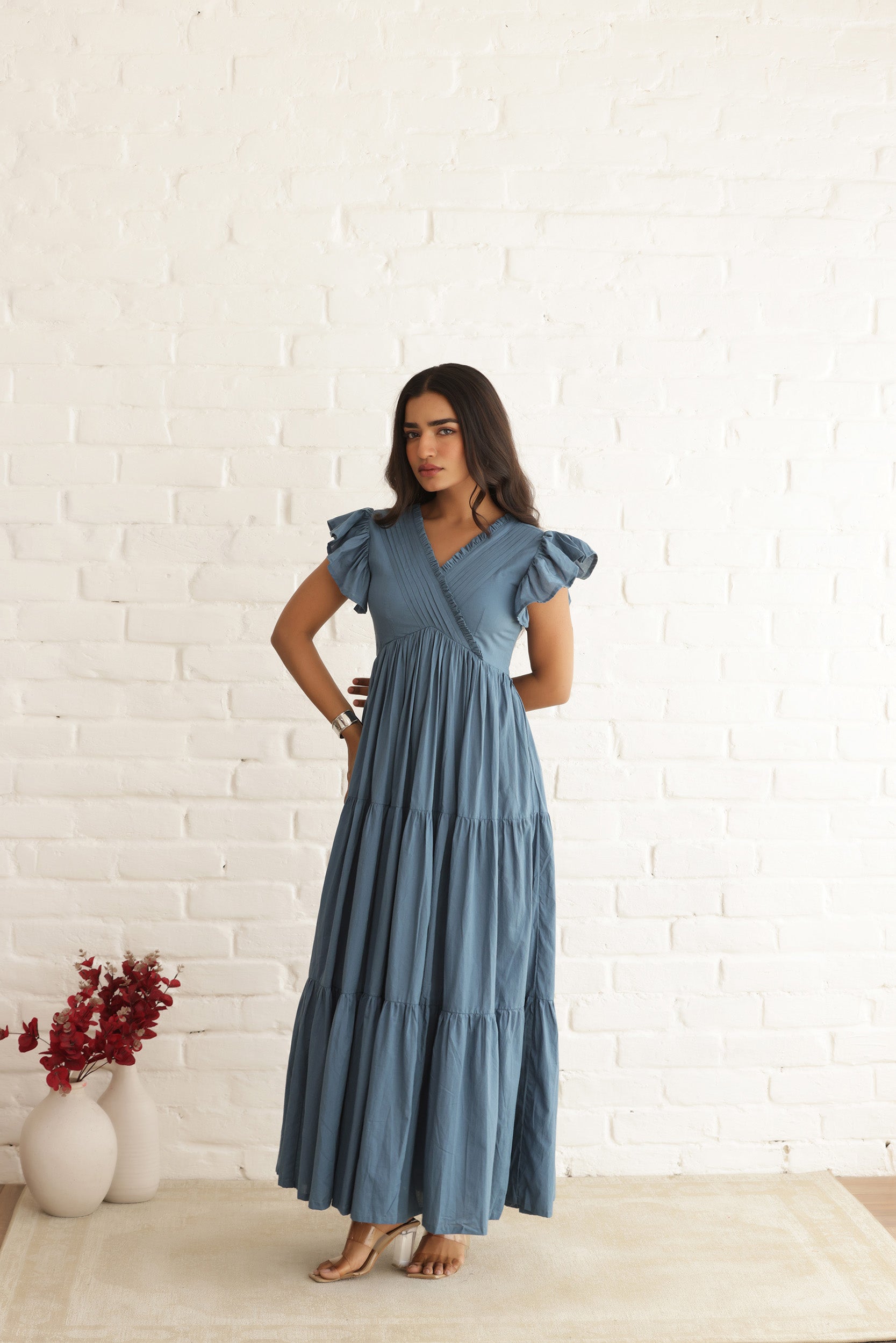 SEABEACH COTTON TIERED DRESS