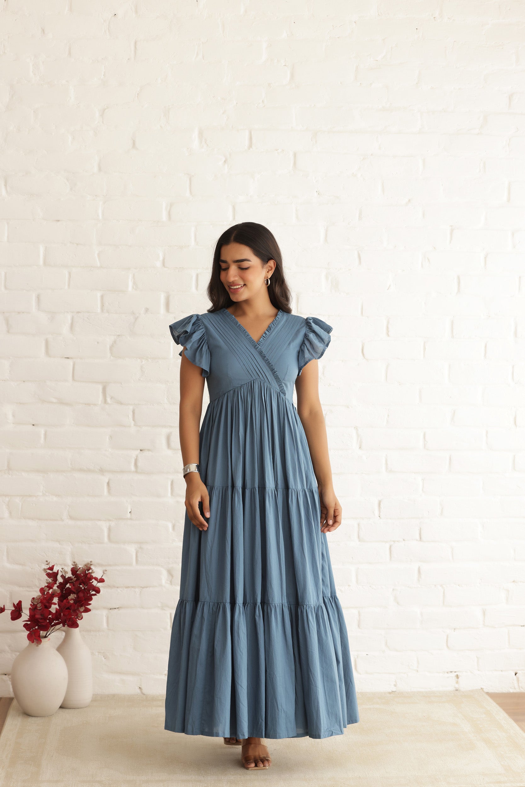 SEABEACH COTTON TIERED DRESS