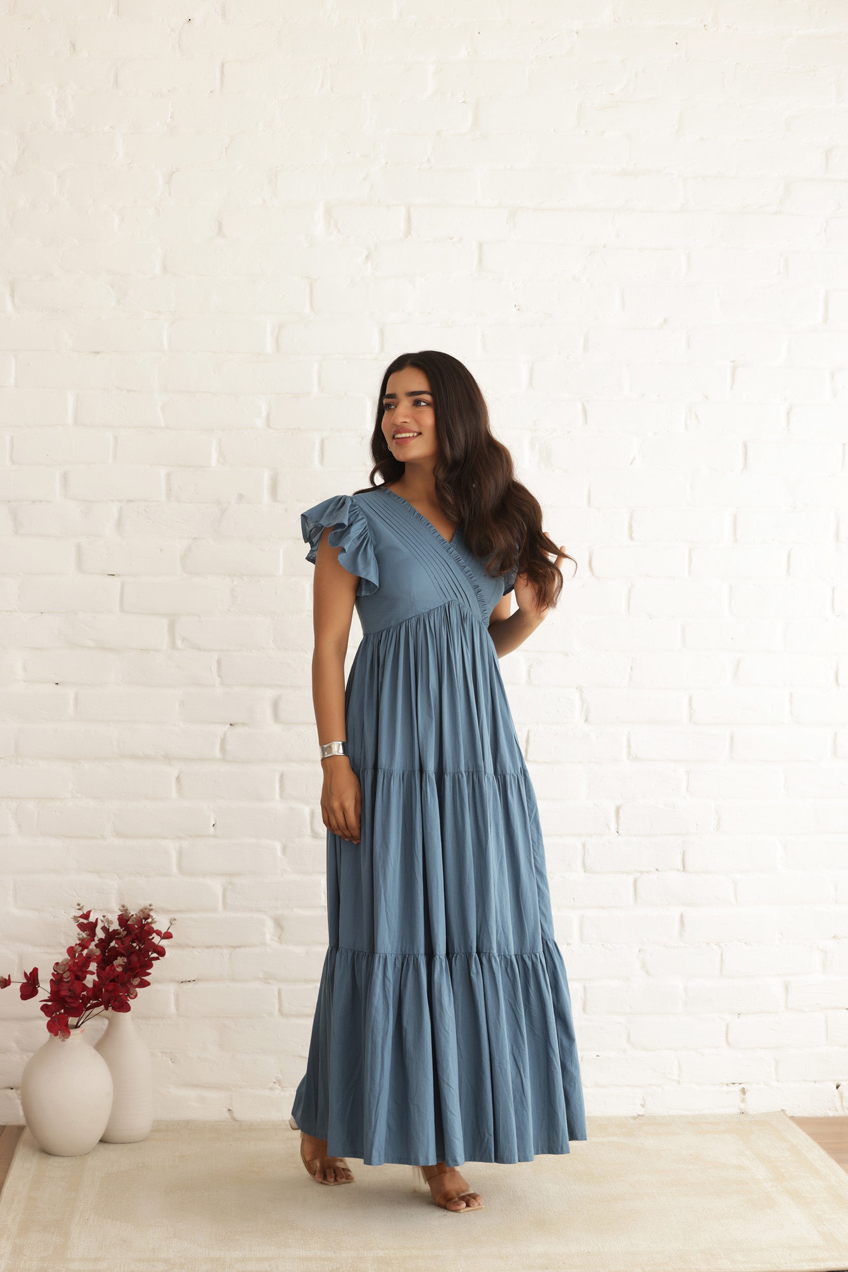 SEABEACH COTTON TIERED DRESS