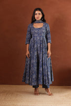 INDIGO COTTON ANARKALI SUIT SET