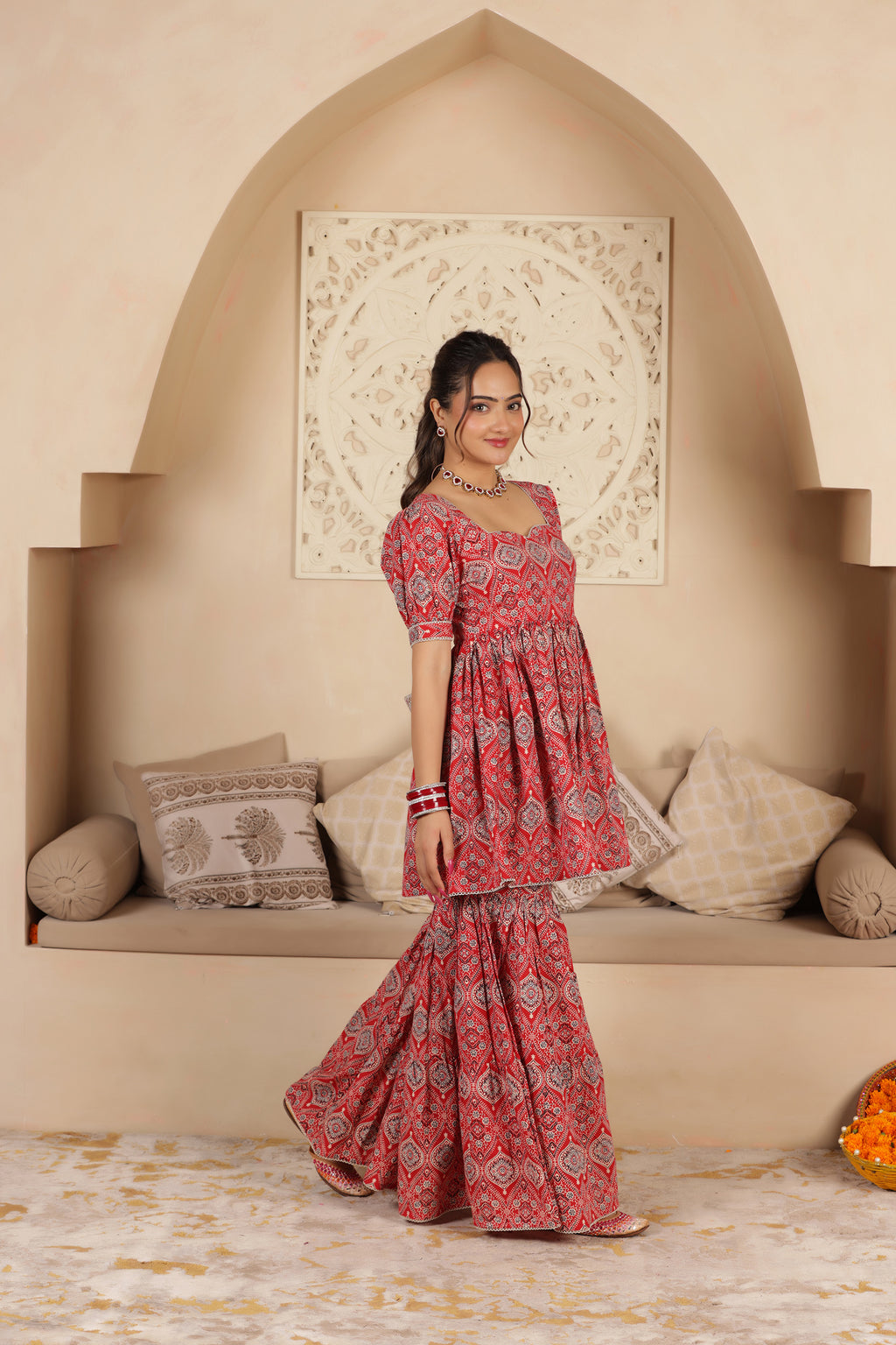 KUMKUM BLOCKPRINT COTTON SHARARA SET