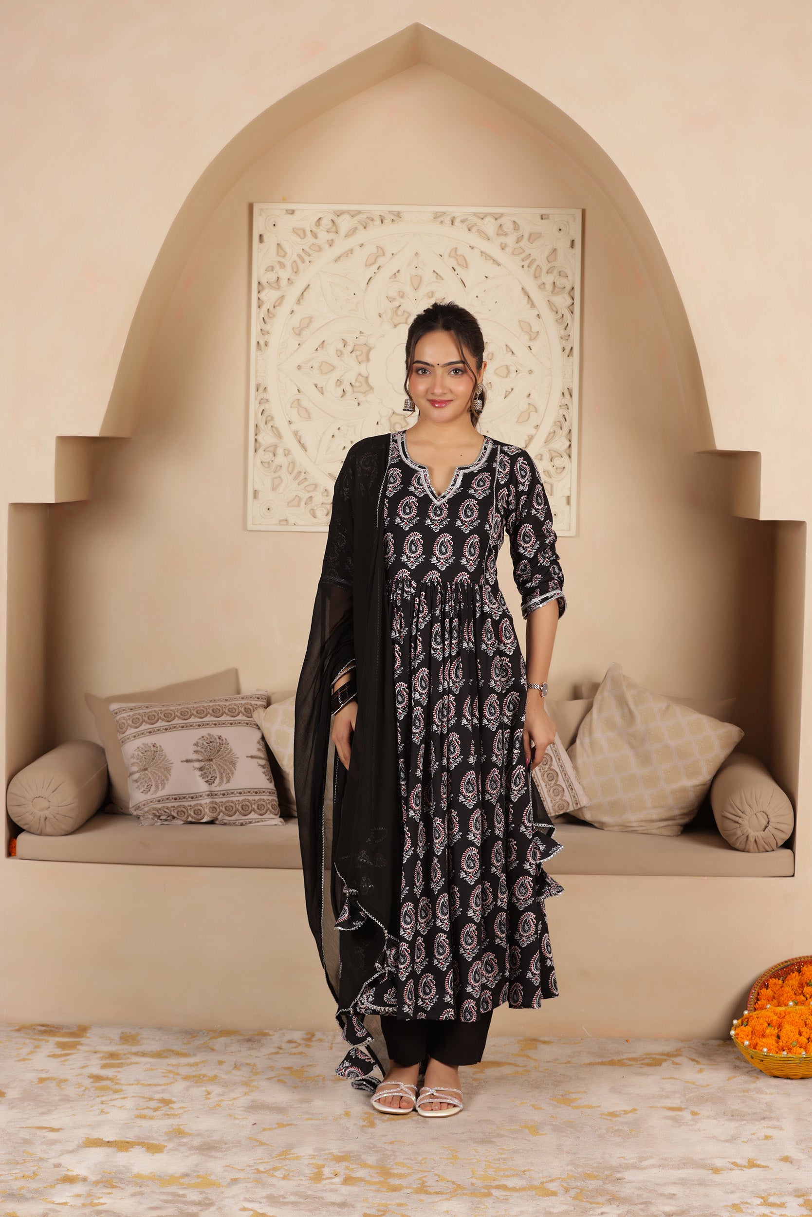 MOHINI AJRAKH ANARKALI SUIT SET