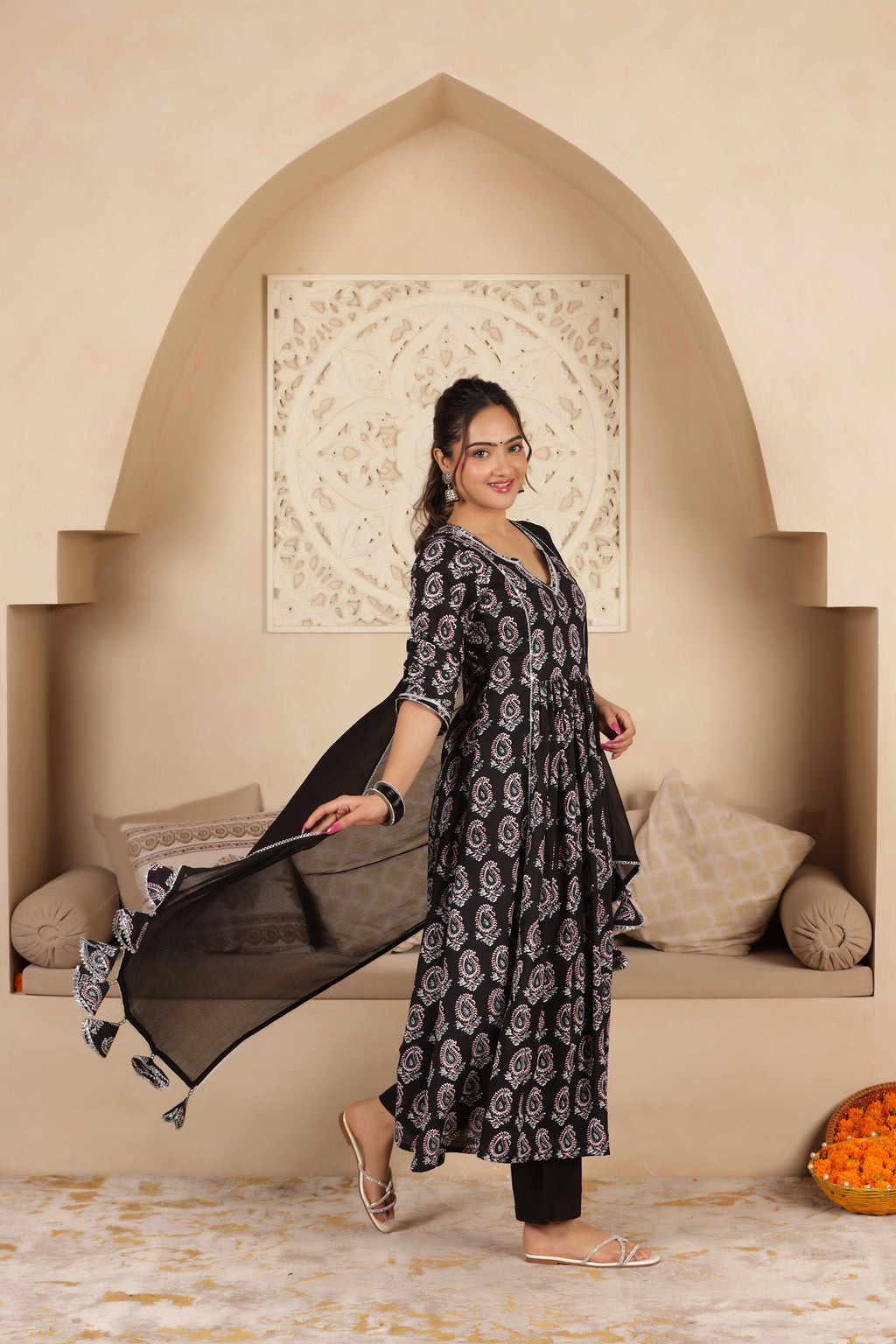 MOHINI AJRAKH ANARKALI SUIT SET