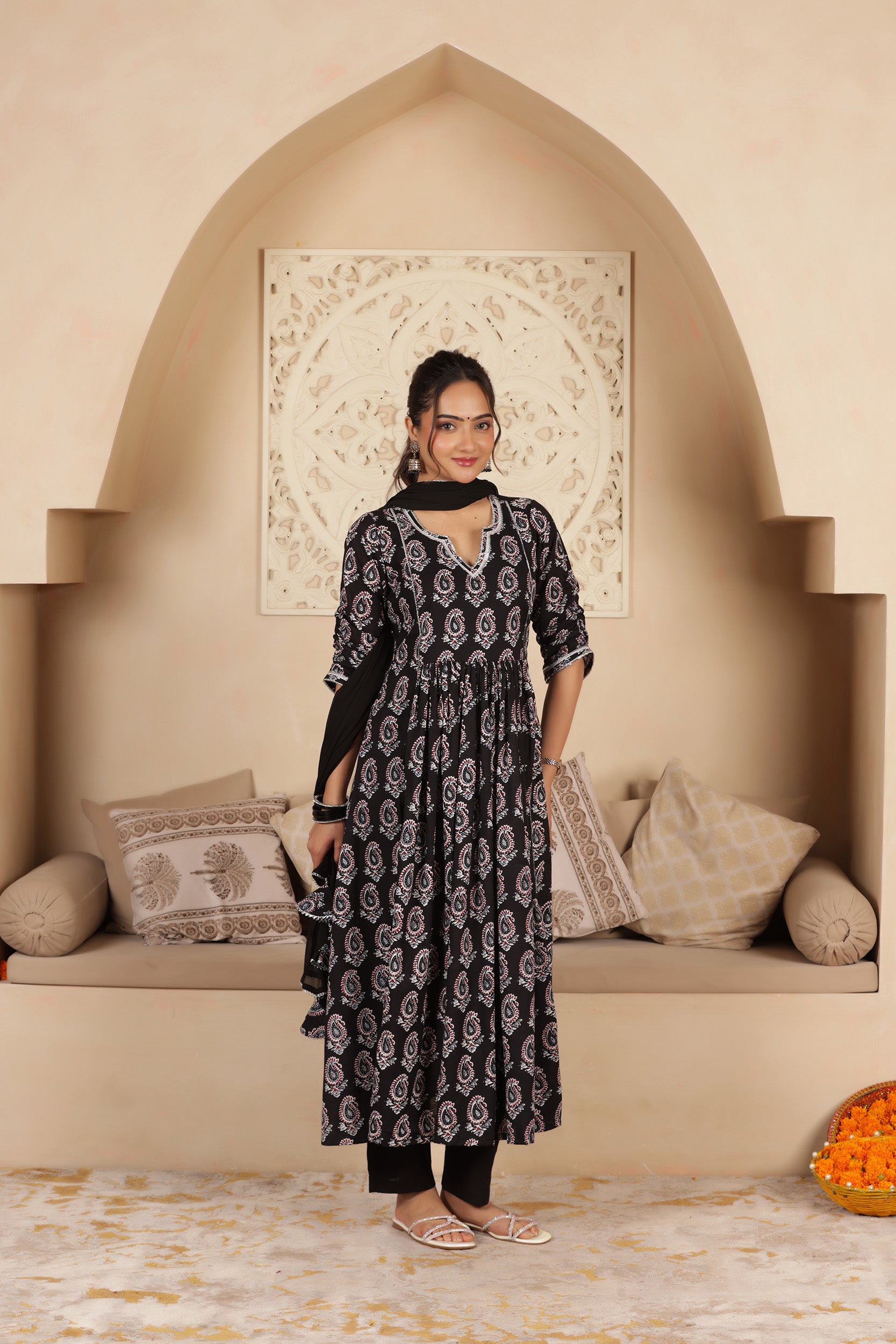 MOHINI AJRAKH ANARKALI SUIT SET