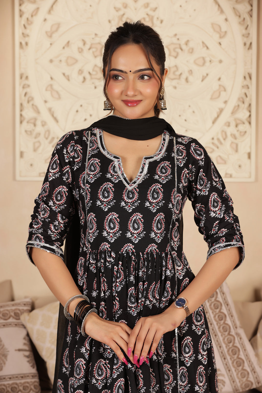 MOHINI AJRAKH ANARKALI SUIT SET