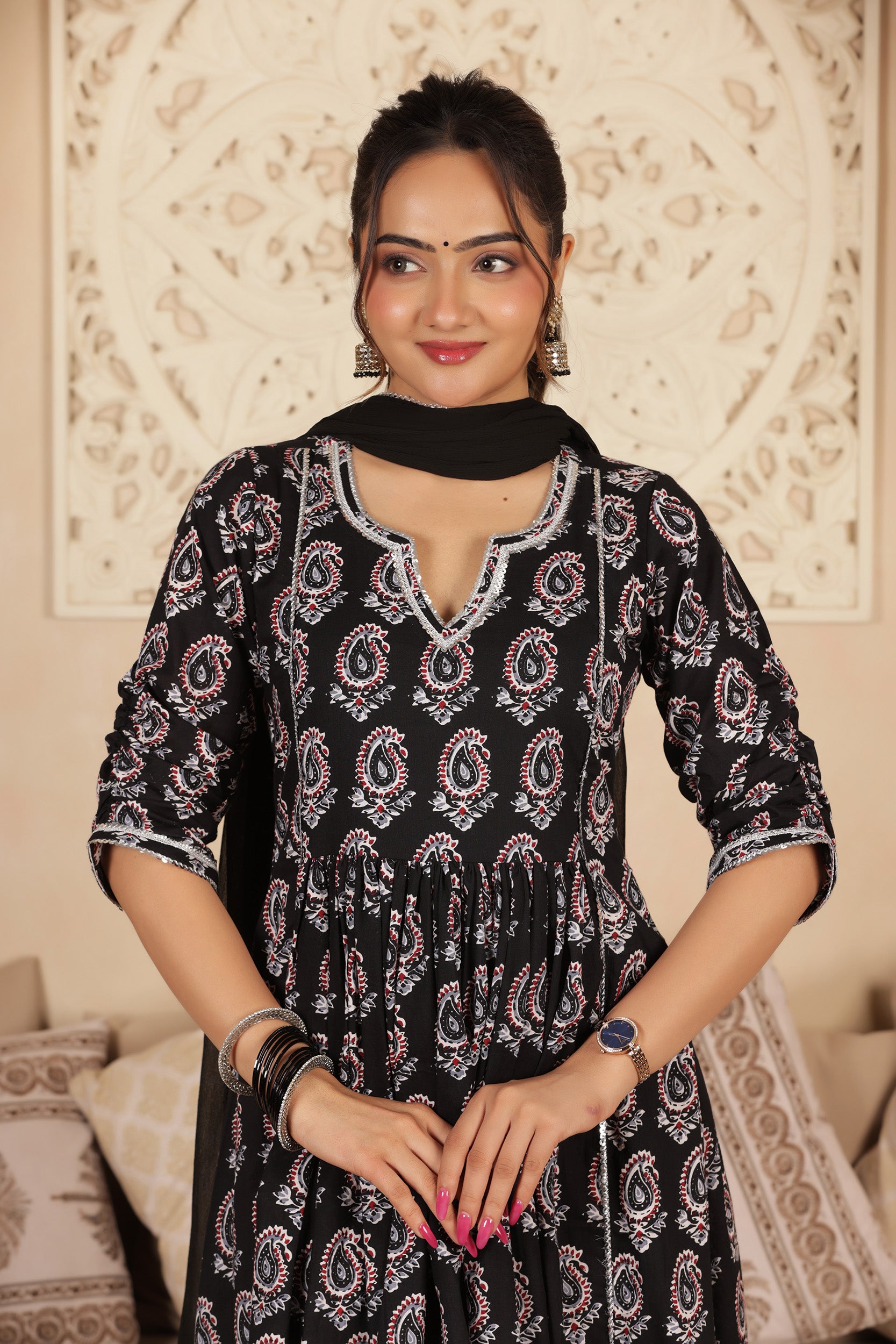 MOHINI AJRAKH ANARKALI SUIT SET