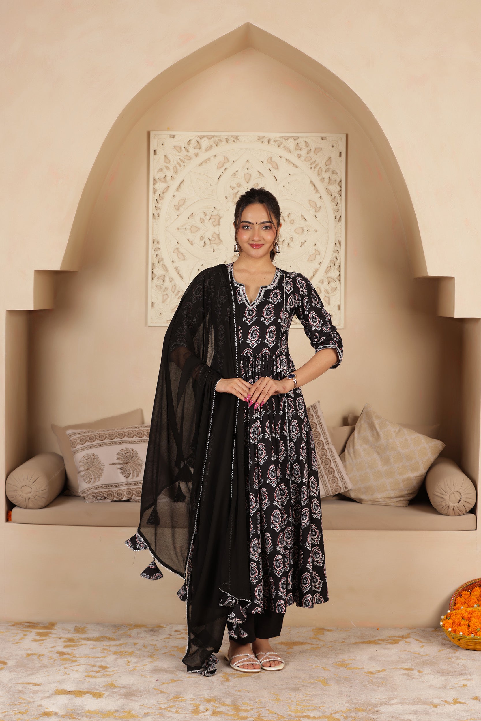MOHINI AJRAKH ANARKALI SUIT SET