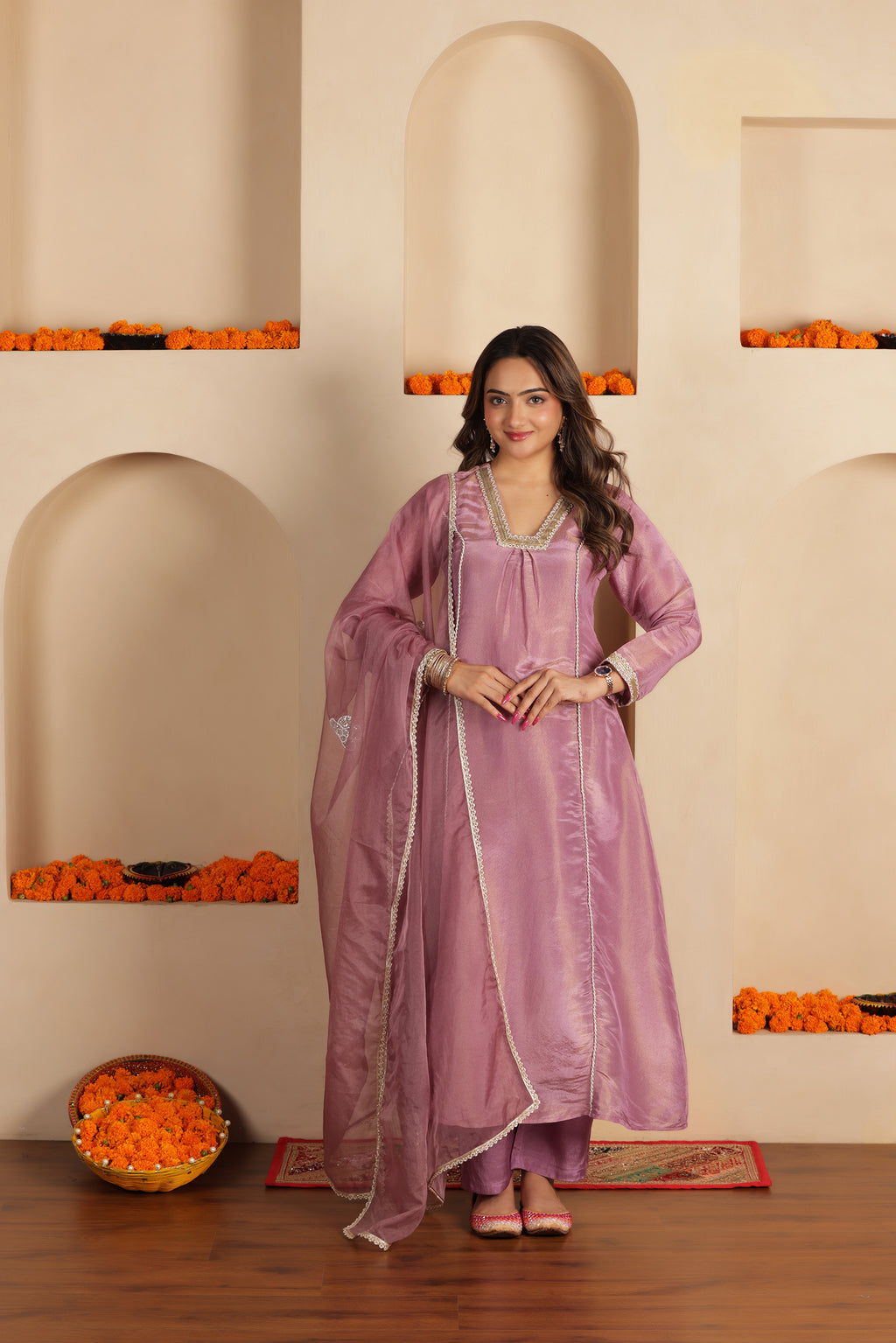 LILAC SILK SHIMMER SUIT SET