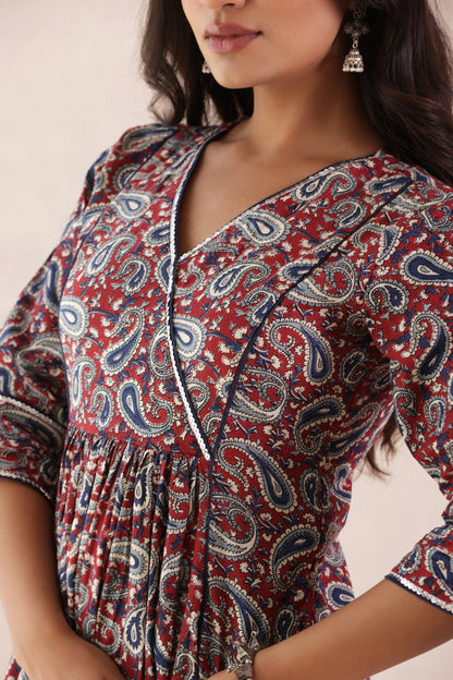 PAISLEY PRINT COTTON KURTI PANT SET