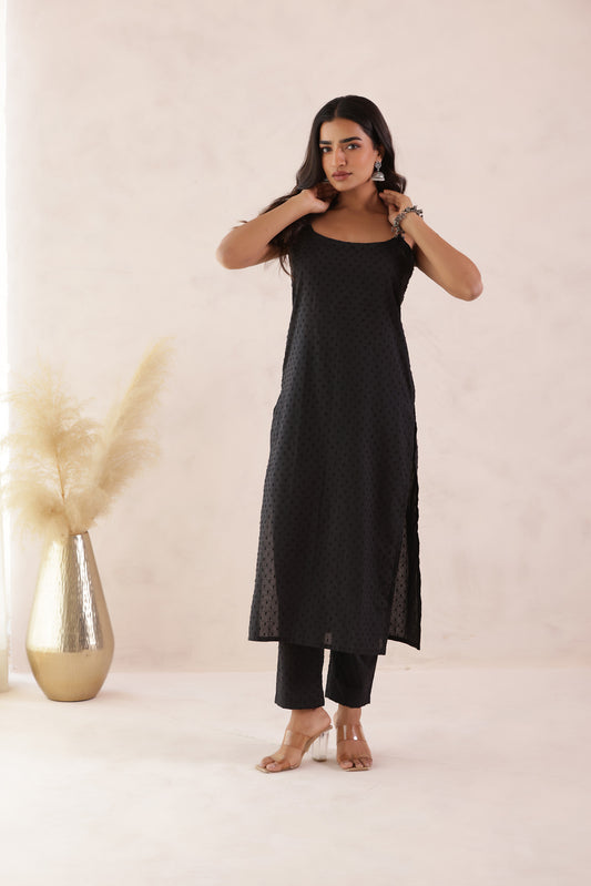 BLACK CASTLE KURTI PANT SET