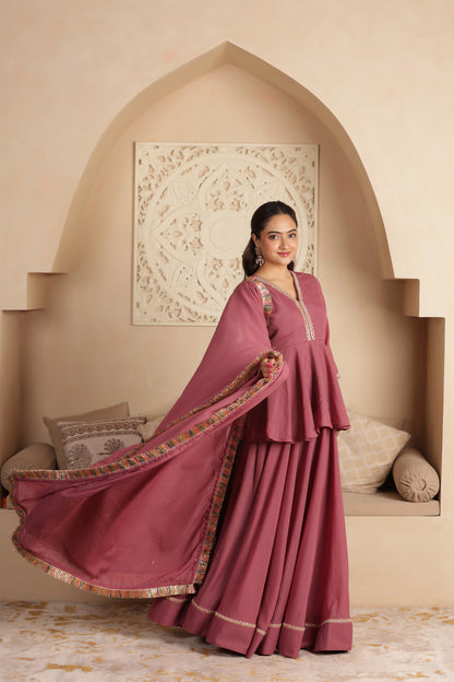 LEELA GEORGETTE KURTI LEHENGA SET