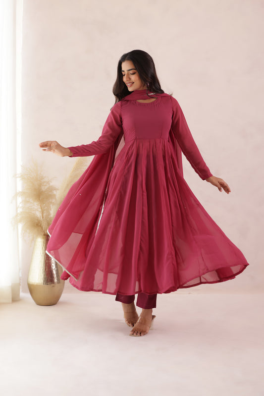 PEACH BLOSSOM ANARKALI SUIT SET