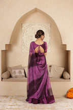 PURPLE BANDHANI PURE GEORGETTE LEHENGA SET