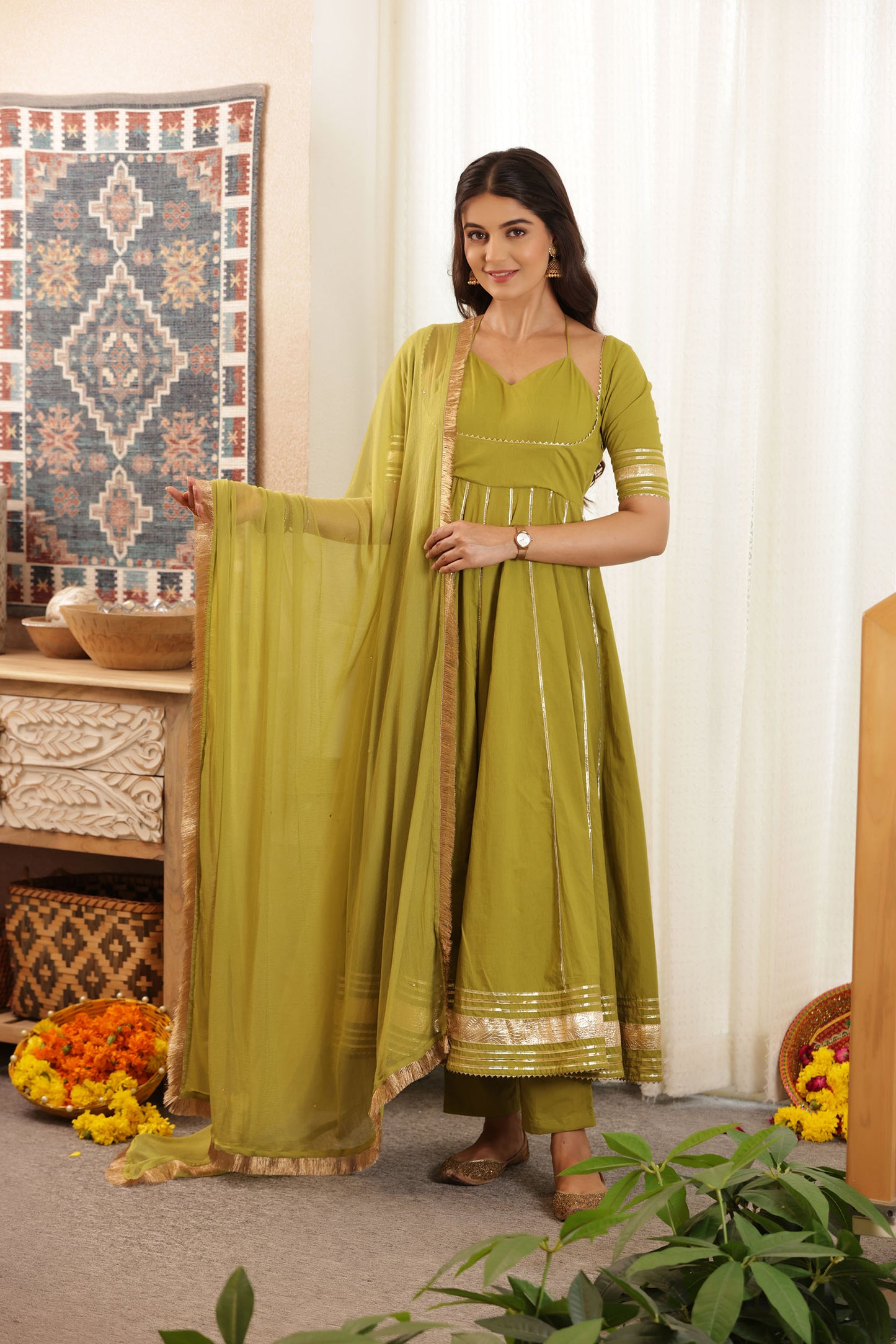 RAMYA ANARKALI COTTON SUIT SET