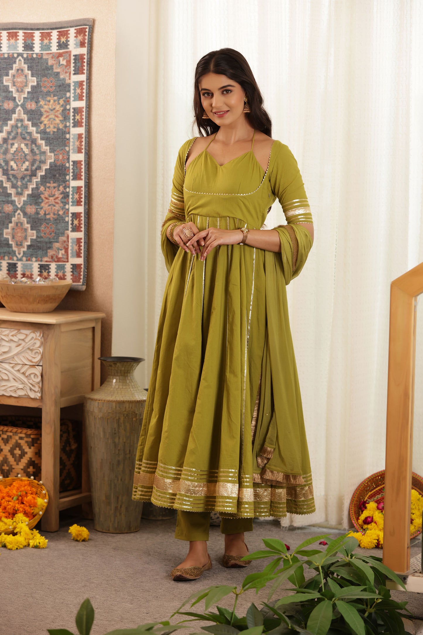 RAMYA ANARKALI COTTON SUIT SET