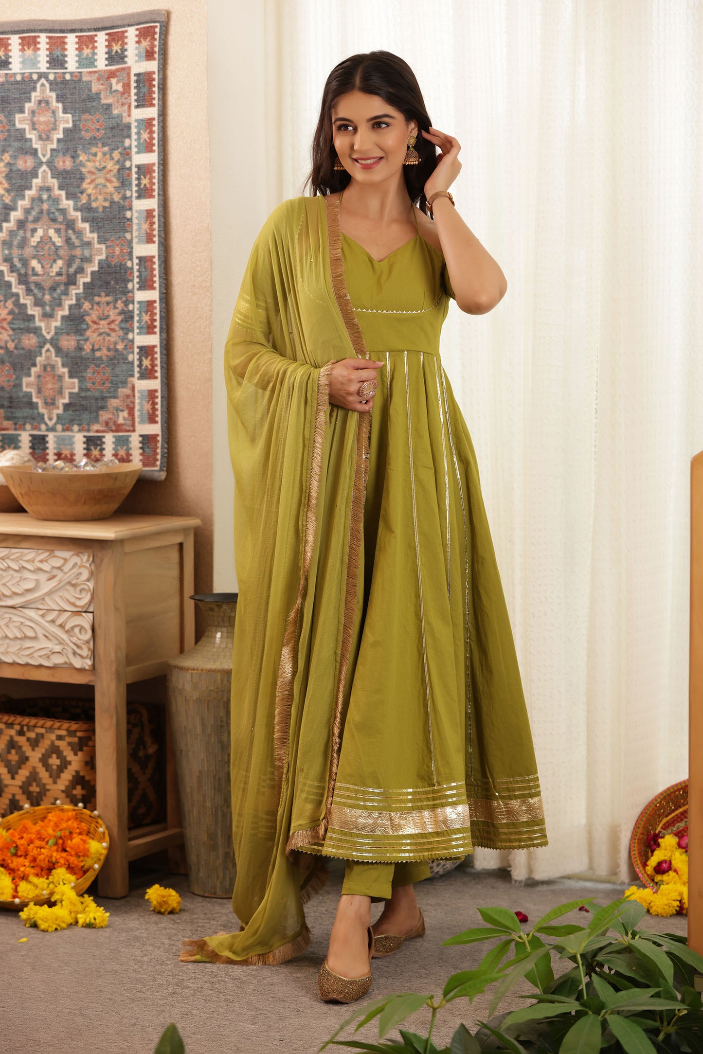 RAMYA ANARKALI COTTON SUIT SET