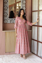 PINK FLORAL COTTON DRESS