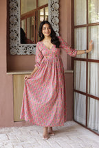 PINK FLORAL COTTON DRESS
