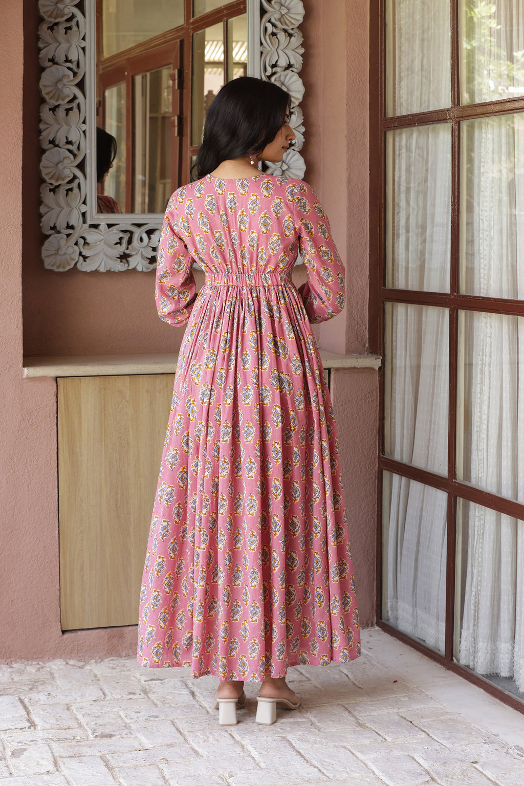 PINK FLORAL COTTON DRESS